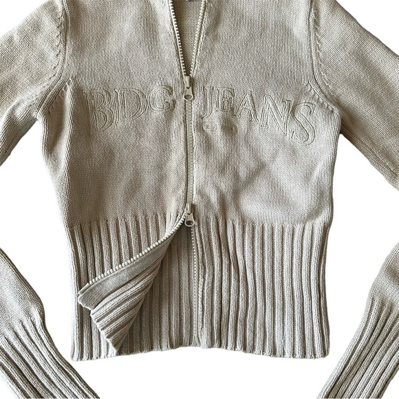 Urban Outfitters BDG Jacket Deep Hem Zip-Up Knit Neutral Small - Picture 5 of 8